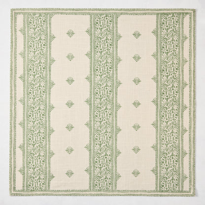 Peter Dunham + Hudson Grace Olive Green Fez Stripe Printed Natural Napkin