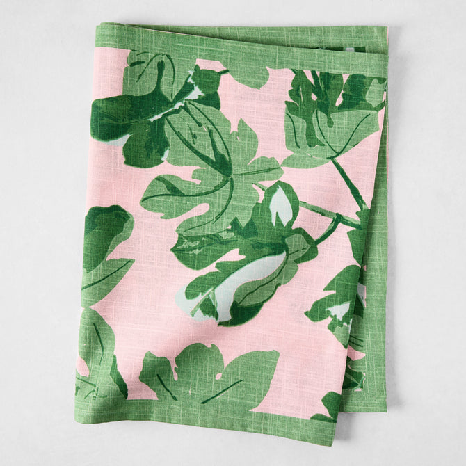 Peter Dunham + Hudson Grace Green Fig Leaf Printed Pink Runner