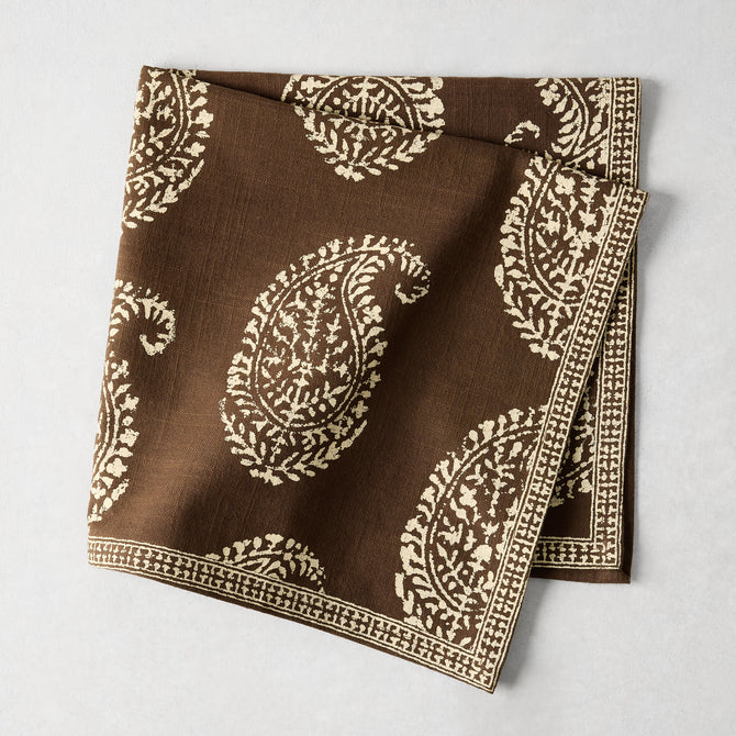 Peter Dunham + Hudson Grace Kashmir Paisley Chocolate Brown Printed Napkin