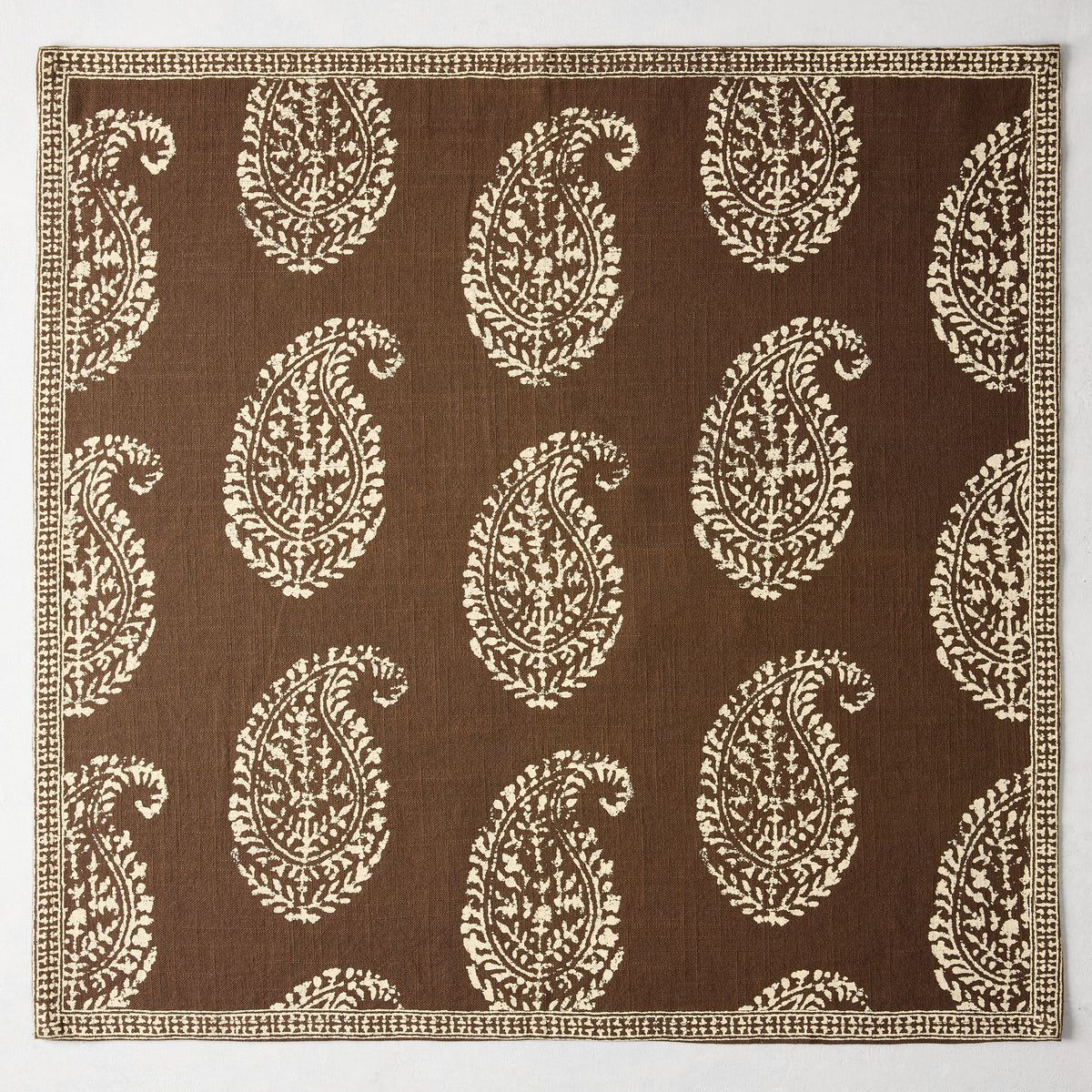 Peter Dunham + Hudson Grace Kashmir Paisley Chocolate Brown Printed Napkin