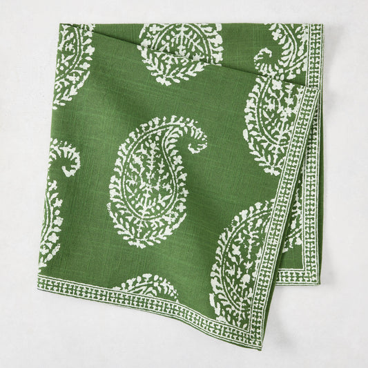 Peter Dunham + Hudson Grace Kashmir Paisley Olive Green Printed Napkin