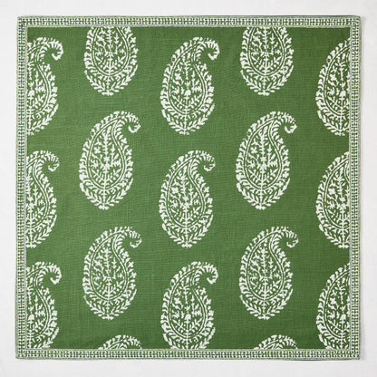 Peter Dunham + Hudson Grace Kashmir Paisley Olive Green Printed Napkin