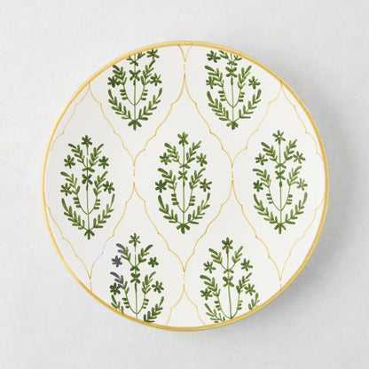 Peter Dunham + Hudson Grace Olive Green Hand-Painted Jaali Salad Plate