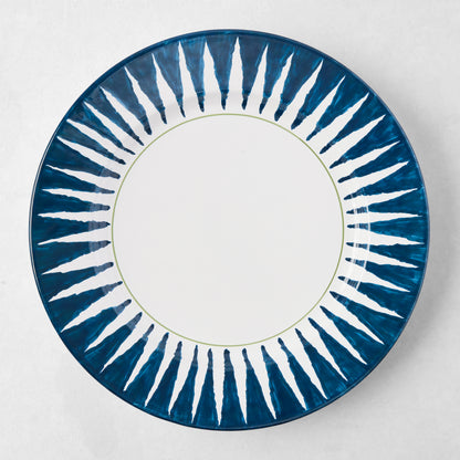Peter Dunham + Hudson Grace Indigo Blue Hand-Painted Sunburst Dinner Plate