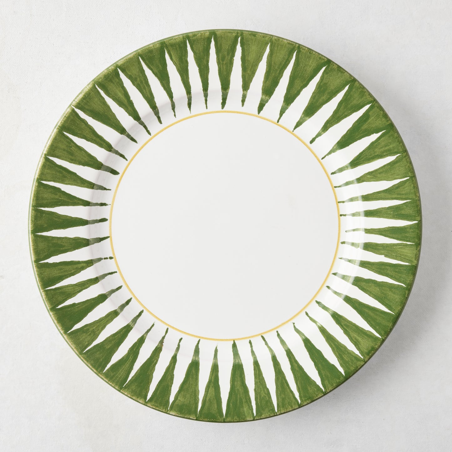 Peter Dunham + Hudson Grace Olive Green Hand-Painted Sunburst Dinner Plate