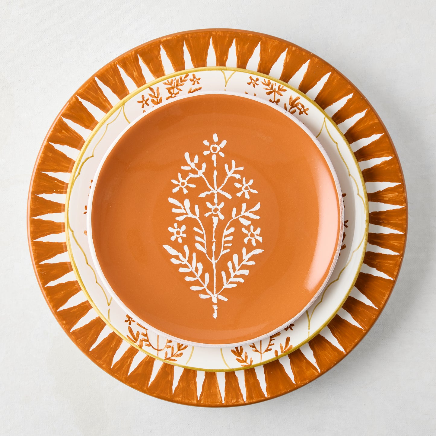 Peter Dunham + Hudson Grace Spice Orange Hand-Painted Jaali Salad Plate