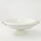 White Ceramic Pedestal Fruit Bowl with Ring Handle