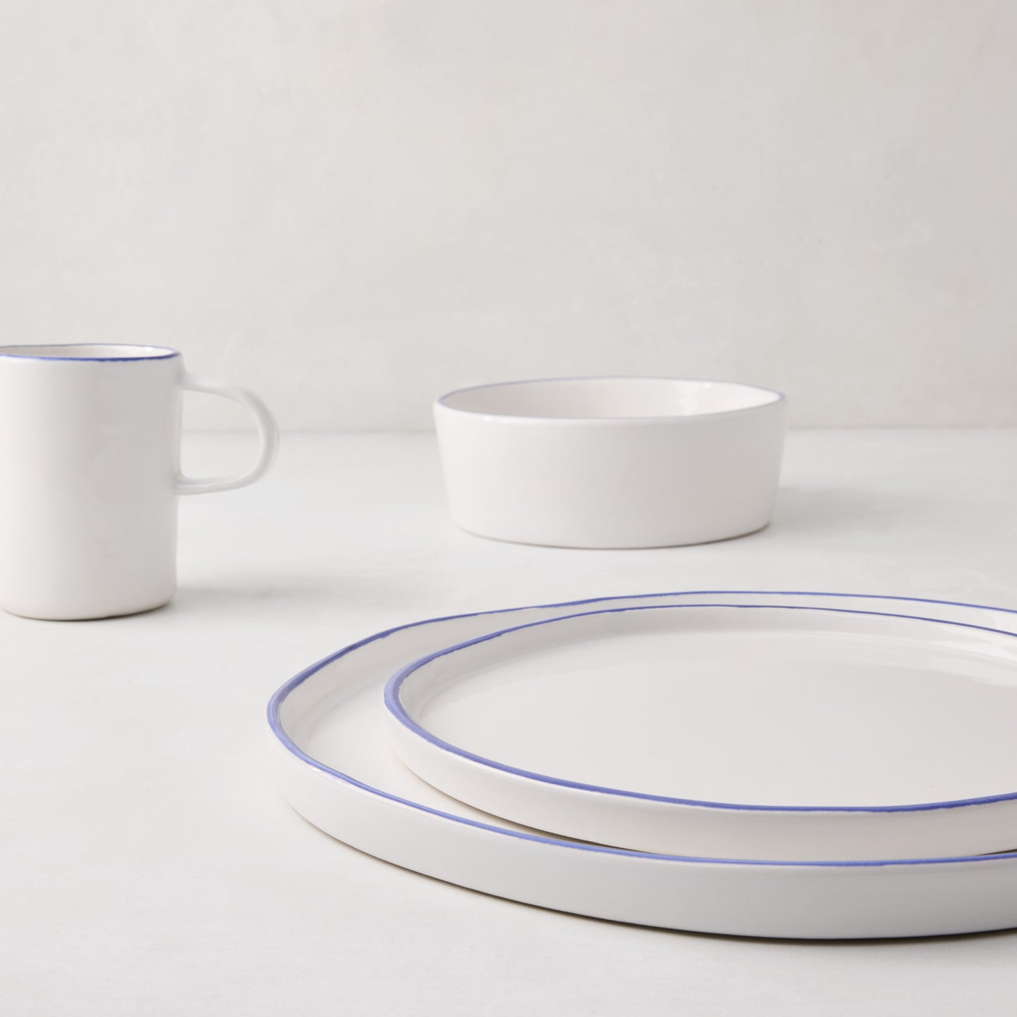 Pacific Blue-Rimmed Stoneware Soup Bowl