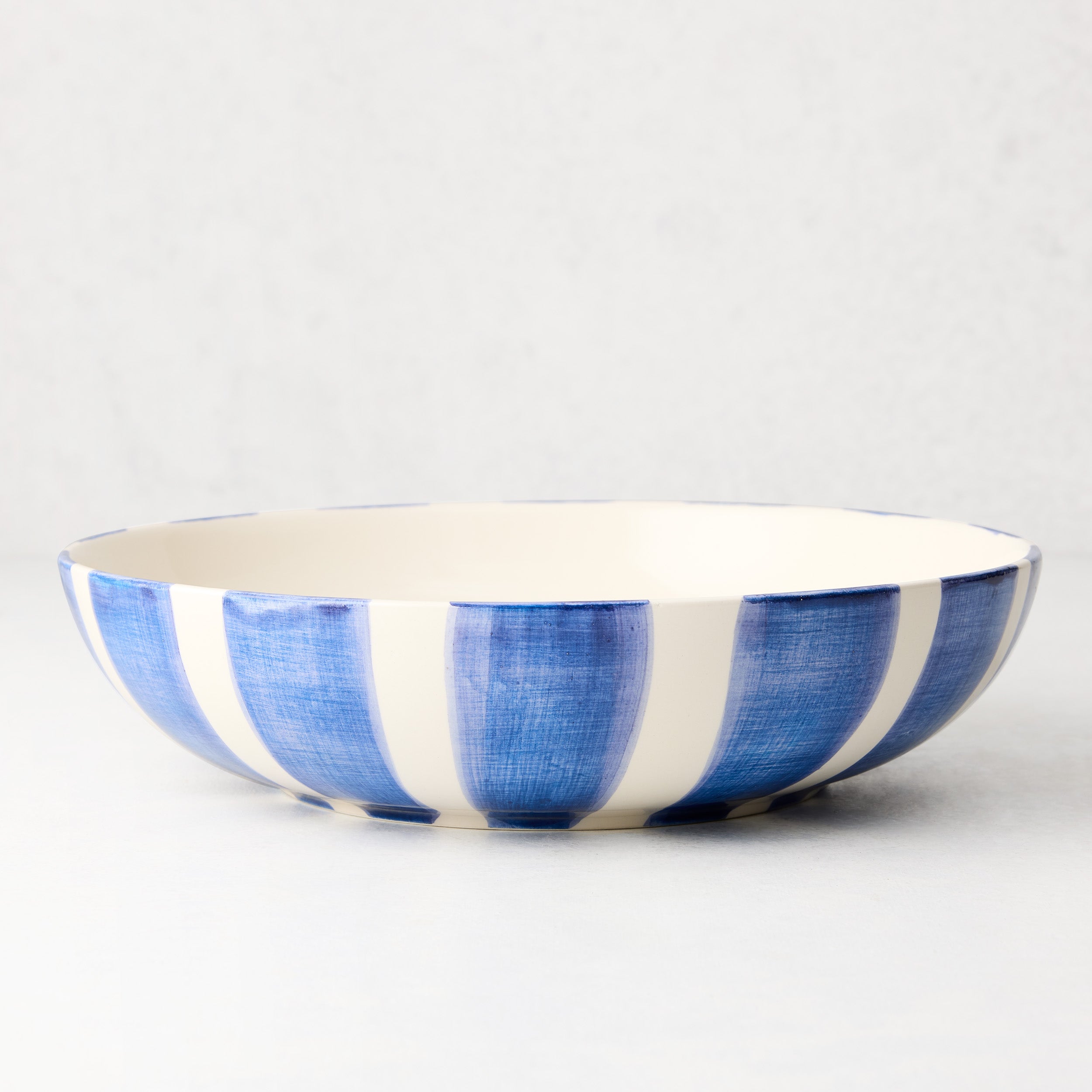 Portofino Blue Stripe Large Ceramic Bowl - Hudson Grace