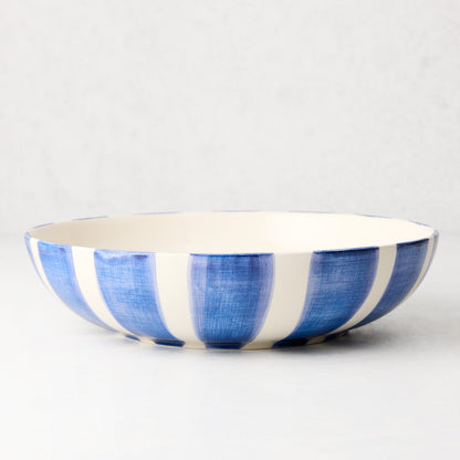 Portofino Blue Stripe Large Ceramic Serve Bowl