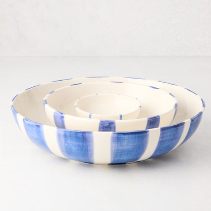 Portofino Blue Stripe Ceramic Stoneware Bowl