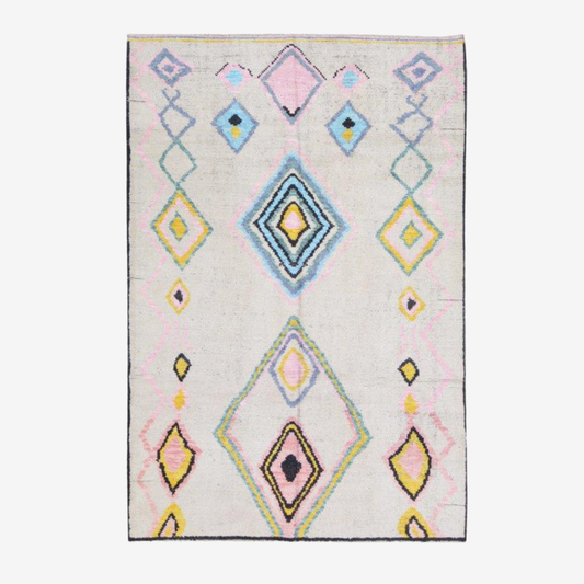 Vintage Multi-Color Diamond Turkish Rug, 9'2 x 6'2