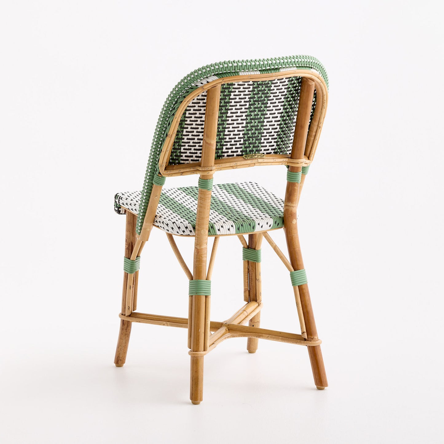 Rattan Fouquets White and Green Chevron Bistro Chair