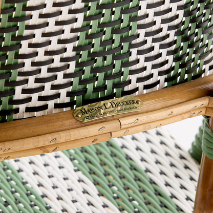 Rattan Fouquets White and Green Chevron Bistro Chair