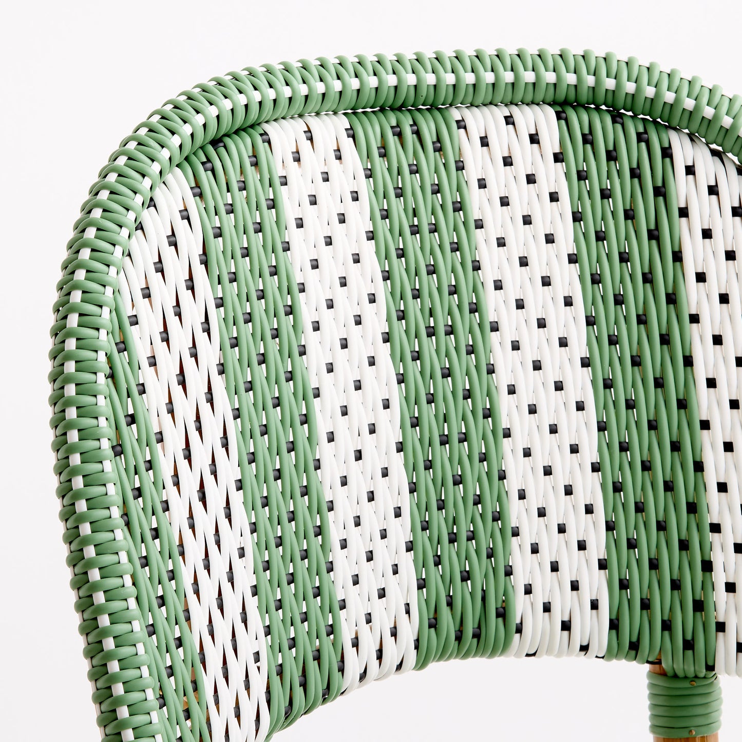 Rattan Fouquets White and Green Chevron Bistro Chair