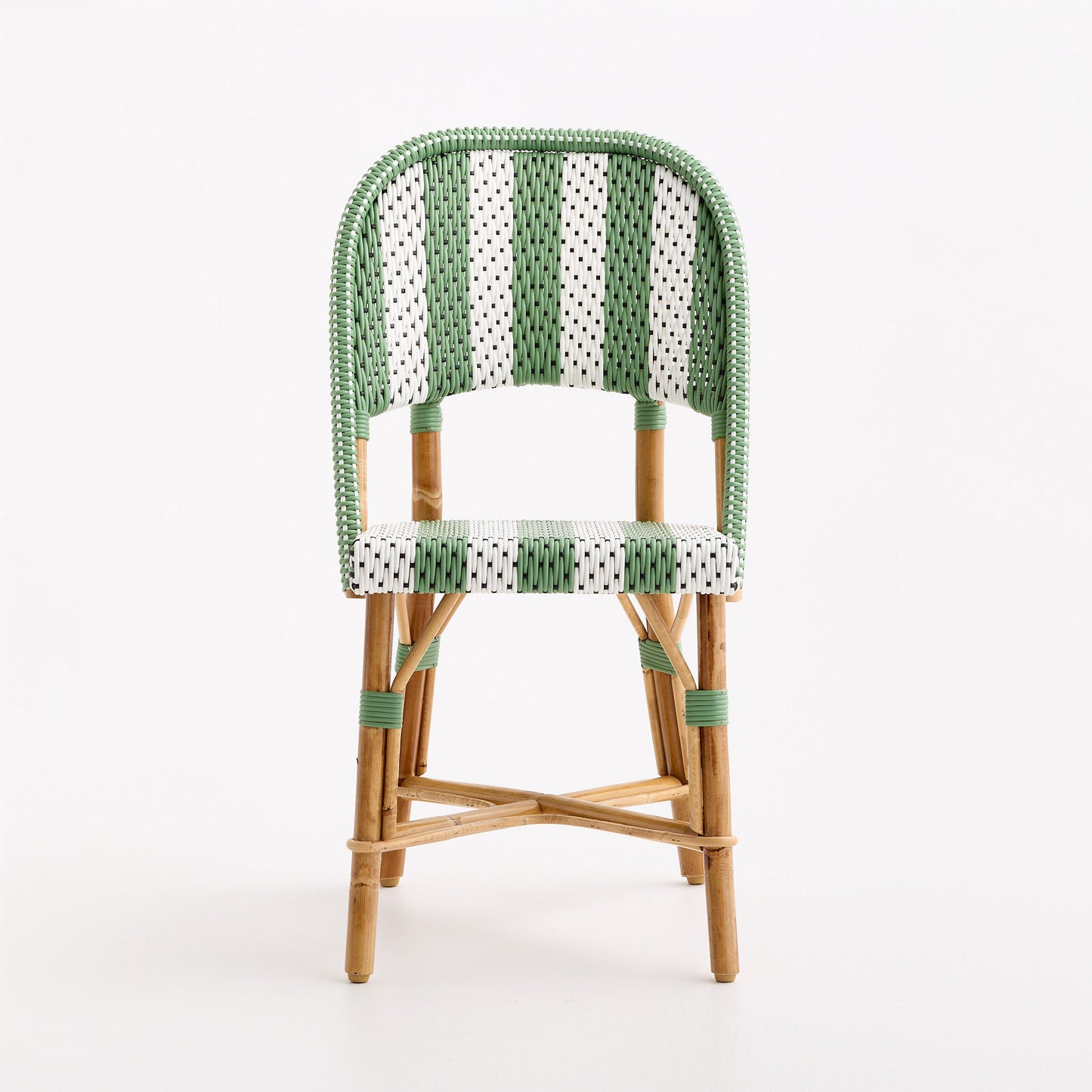 Rattan Fouquets White and Green Chevron Bistro Chair