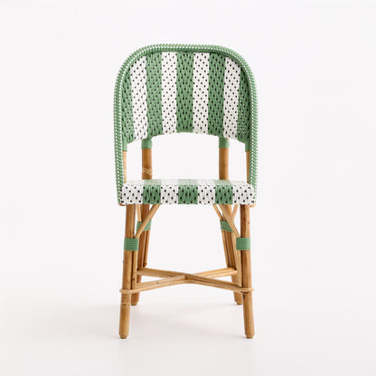Rattan Fouquets White and Green Chevron Bistro Chair