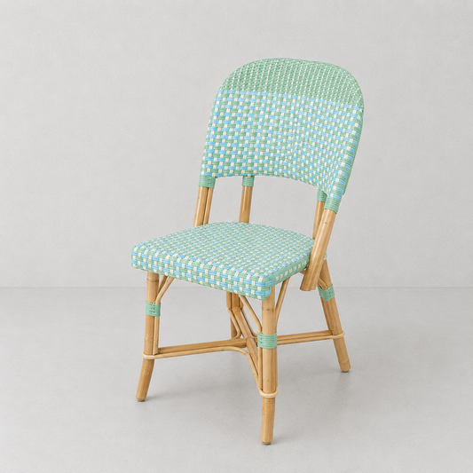 Rattan Chenonceau Blue and Green Bistro Chair