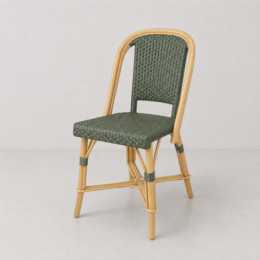 Rattan Fouquets Olive Green Bistro Chair