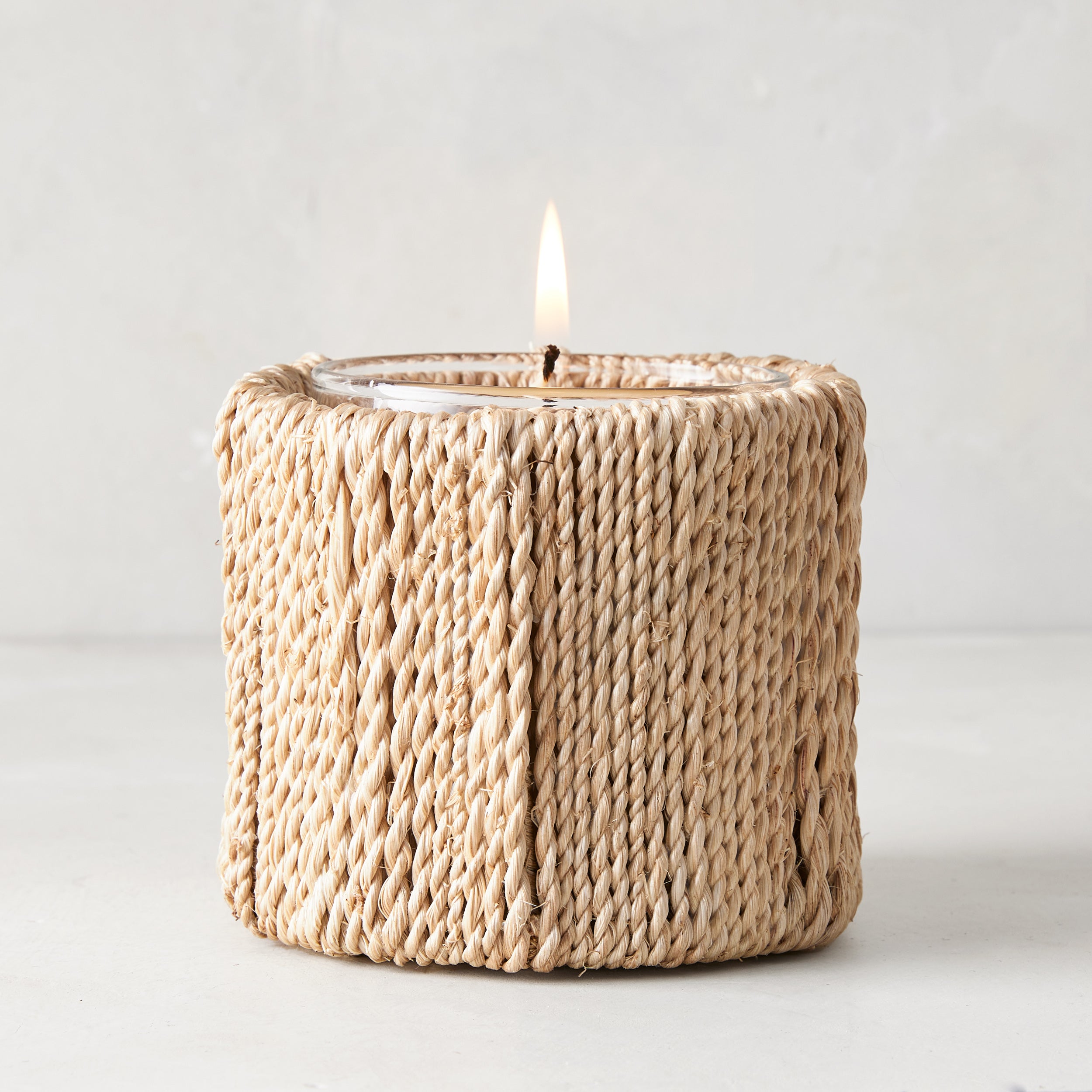 Rattan Abaca Straight Weave Votive Holder Hudson Grace