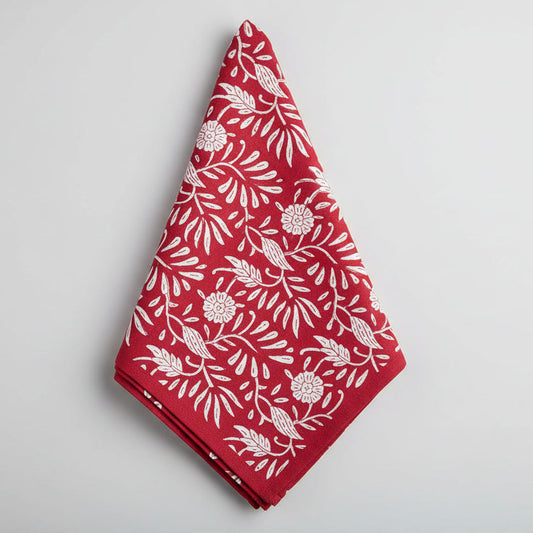 "Red Sunset" Cabana Block Print Napkins, set of 8