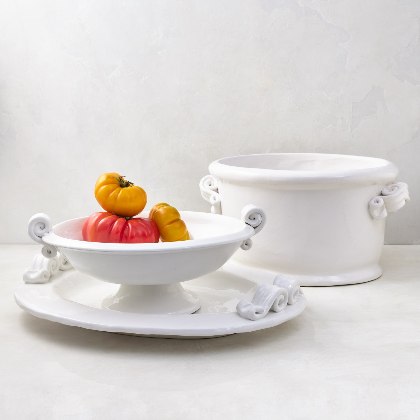 Ceramic Fruit Bowl with Ribbon Handle