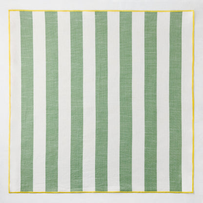 Rockport Green Stripe Cotton Napkin with Yellow Trim