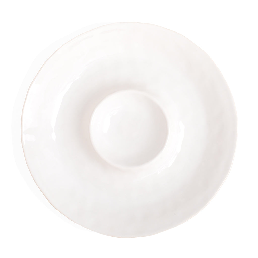 White Ceramic Chip and Dip Serving Platter