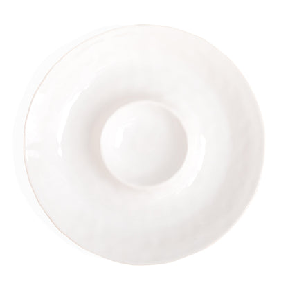 White Ceramic Chip and Dip Serving Platter