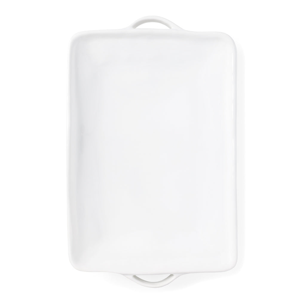 Rustico White Ceramic Serving Platter with Handles