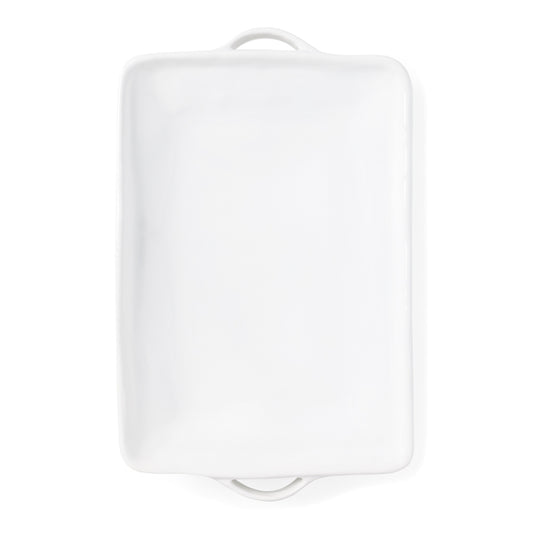Rustico White Ceramic Serving Platter with Handles