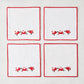 Embroidered Christmas Santa Coaster, Set of 4