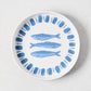Painted Blue Sardine Terracotta Salad Plate