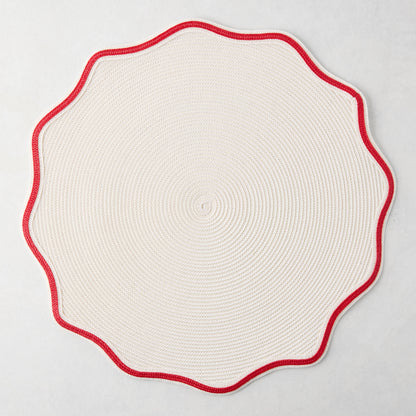 Red Piped Scalloped Edge Placemat