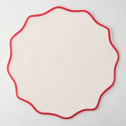 Holiday Red Piped Scalloped Edge Placemat