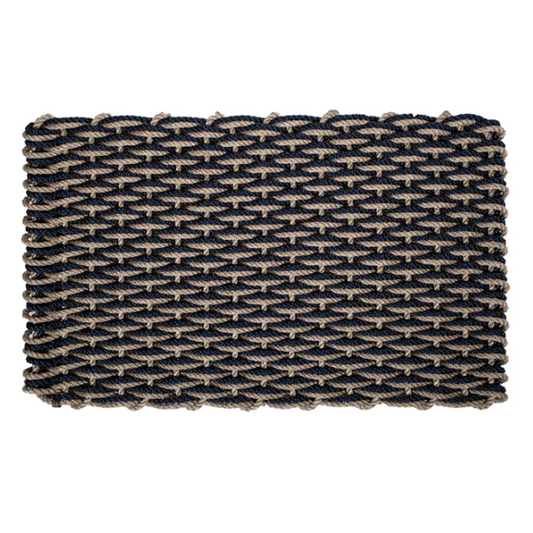 Sand and Navy Braided Rope Doormat