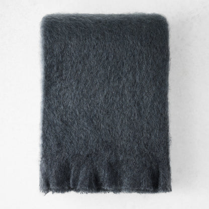 Charcoal Gray Solid Mohair Throw