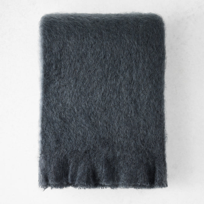 Charcoal Gray Solid Mohair Throw