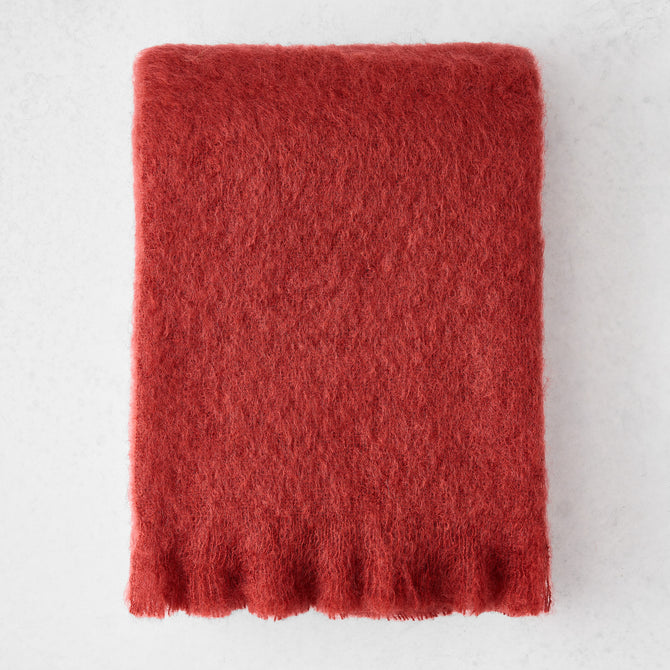 Russet Red Solid Mohair Throw