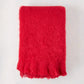 Scarlet Red Solid Mohair Throw Blanket