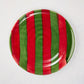 Spiral Red and Green Striped Holiday Salad Plate