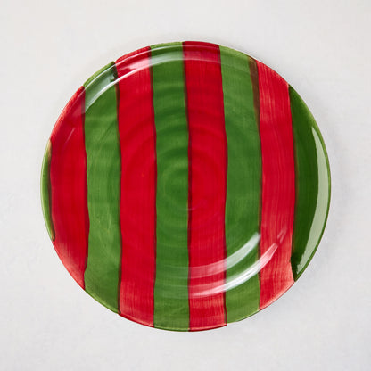 Spiral Red and Green Striped Holiday Salad Plate