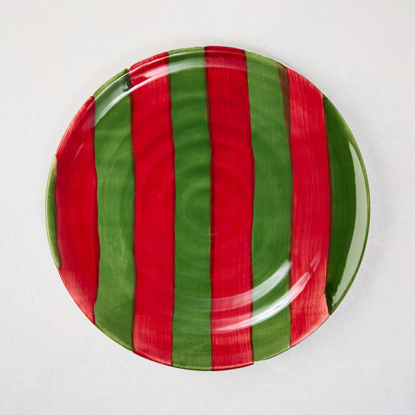 Spiral Red and Green Striped Holiday Salad Plate