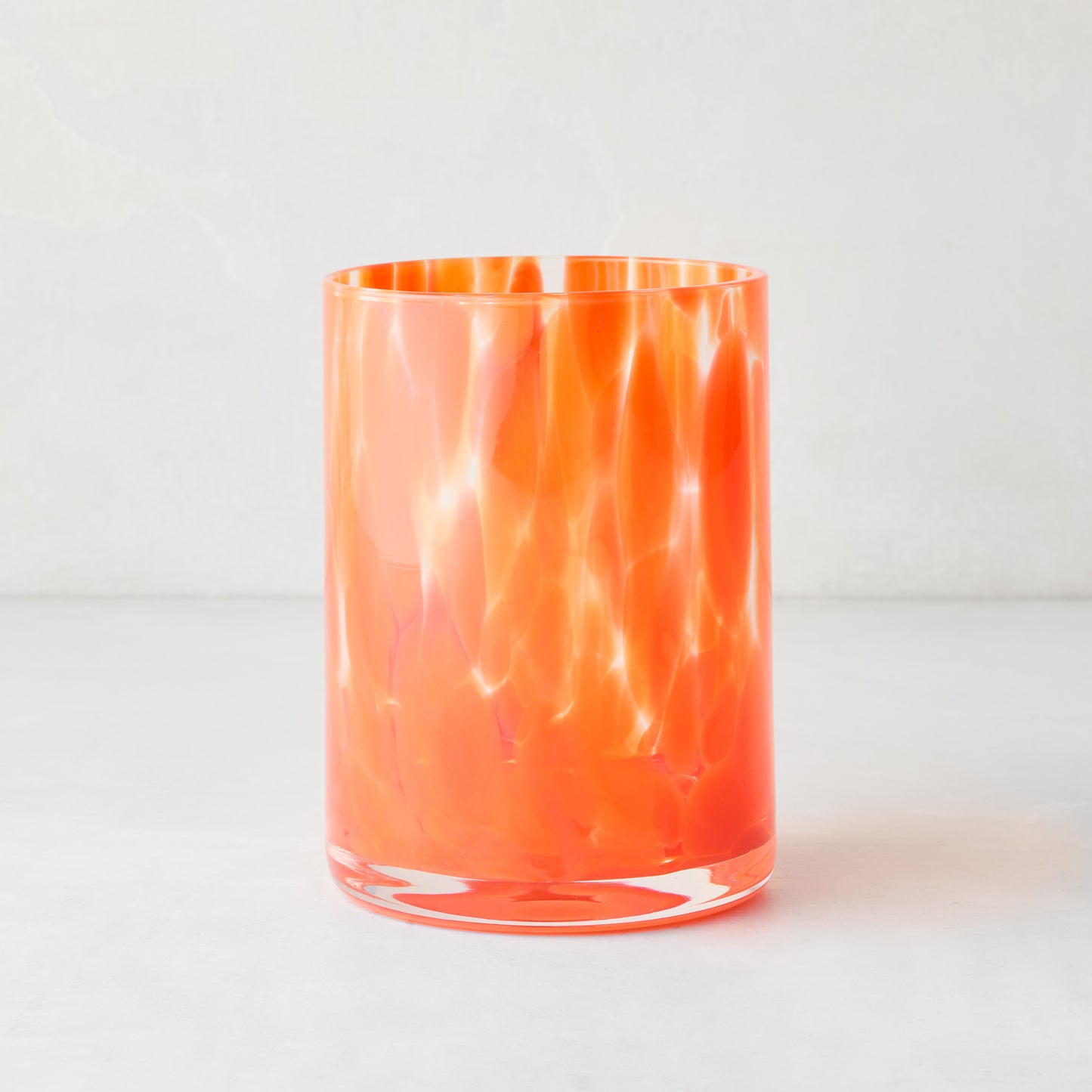 Orange Spotted Double Old Fashioned Glass