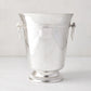 vintage silverplate ice bucket with etched base and ring handles