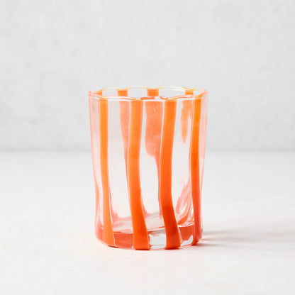 Orange Stripe Double Old Fashioned Glass