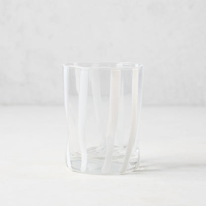 White Stripe Double Old Fashioned Glass