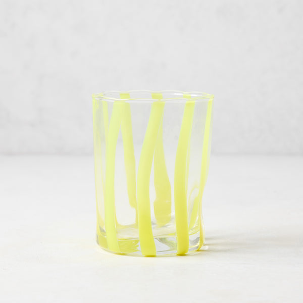 Yellow Stripe Double Old Fashioned Glass