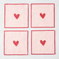 Embroidered Striped Heart Valentine's Day Coasters, Set of 4
