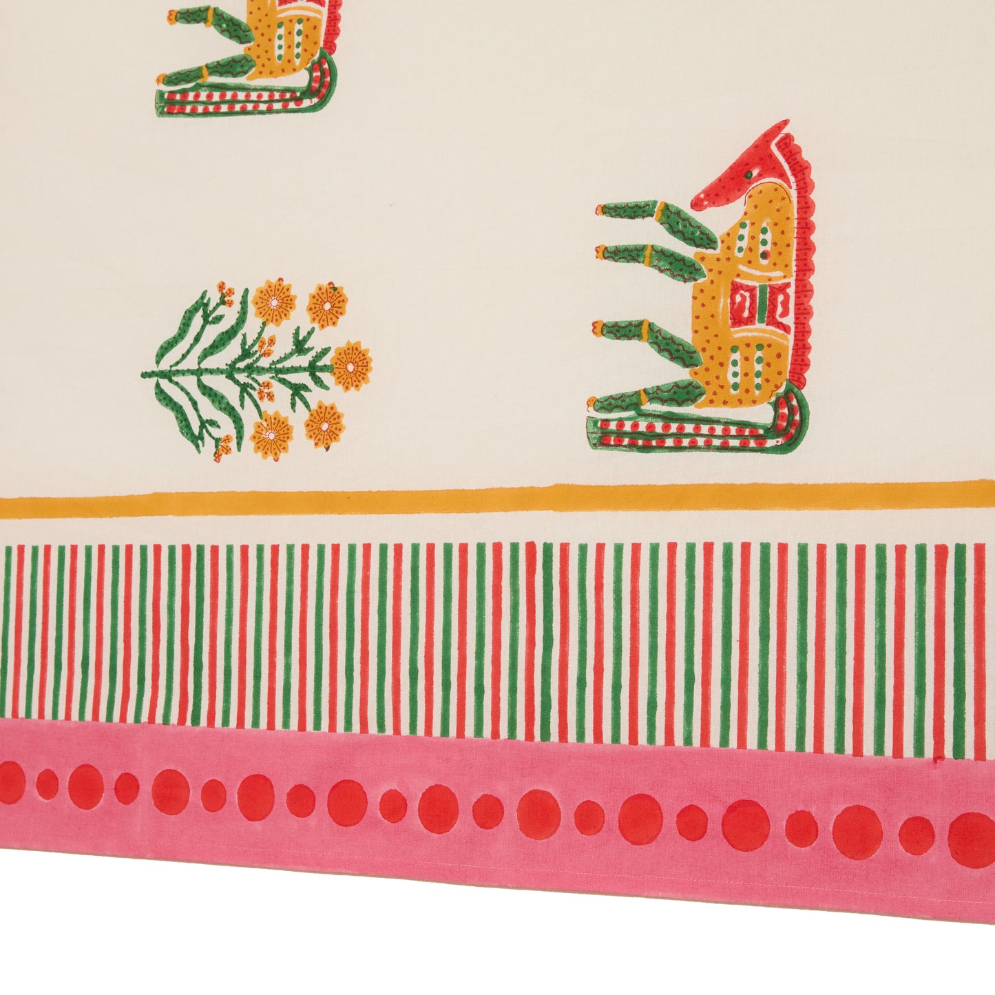 Pink Block Print Tablecloth